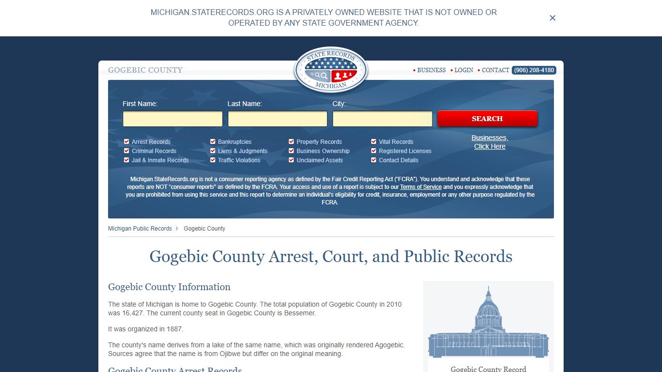 Gogebic County Arrest, Court, and Public Records