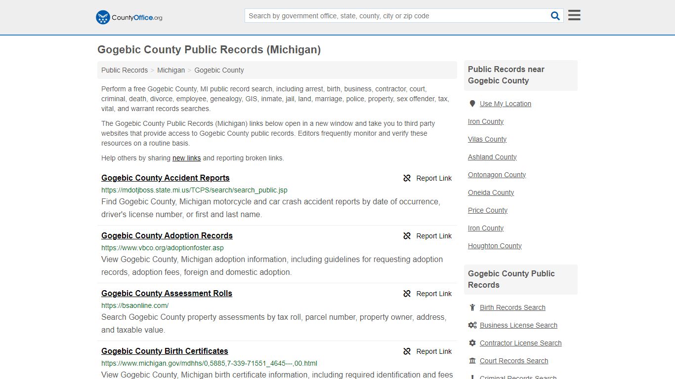 Gogebic County Public Records (Michigan) - County Office