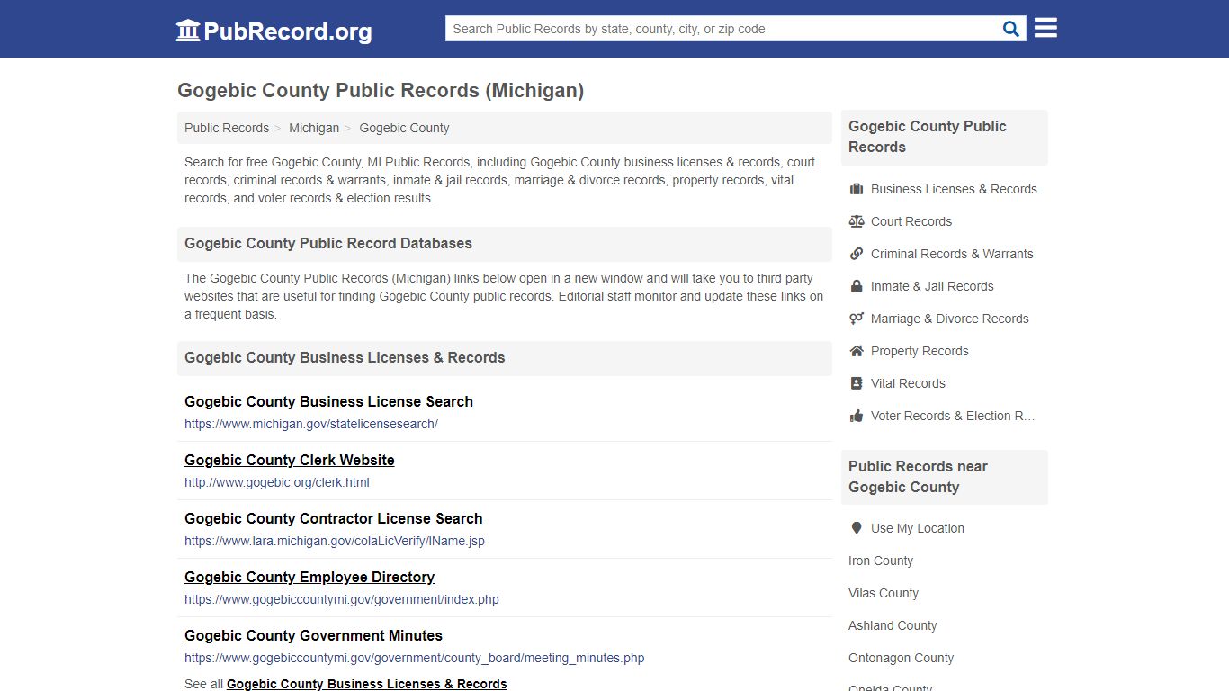 Gogebic County Public Records (Michigan) - PubRecord.org
