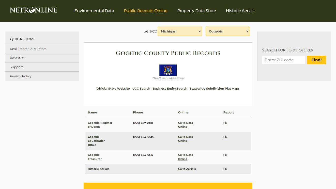 Gogebic County Public Records - NETROnline.com
