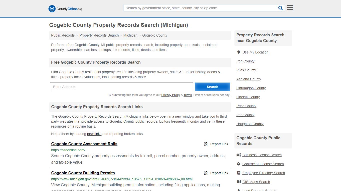 Gogebic County Property Records Search (Michigan) - County Office
